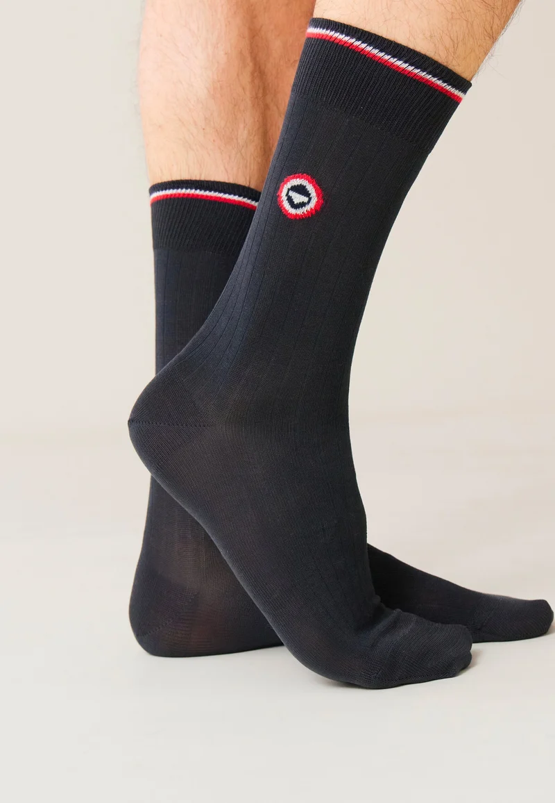 Chaussettes mi-hautes anthracite en fil d'Écosse - Nessy Anthracite
