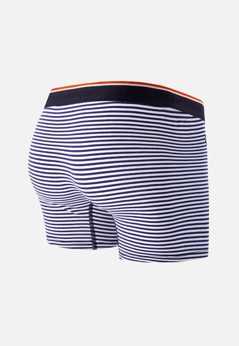 Boxer long marinière bleu en coton - Michel Mariniere