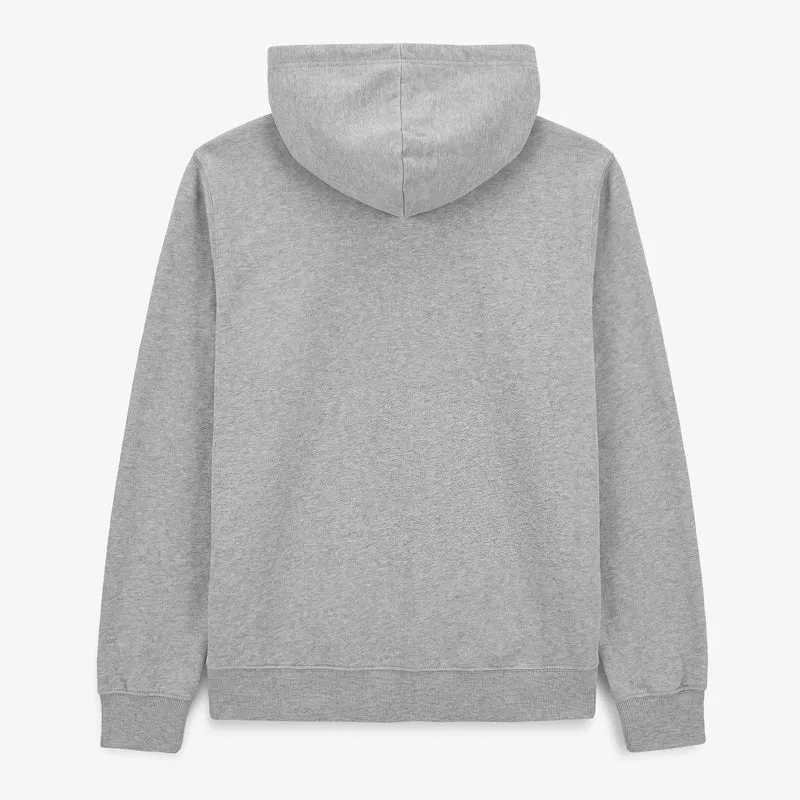 Sweat à capuche zippé teinture old en coton gris chiné