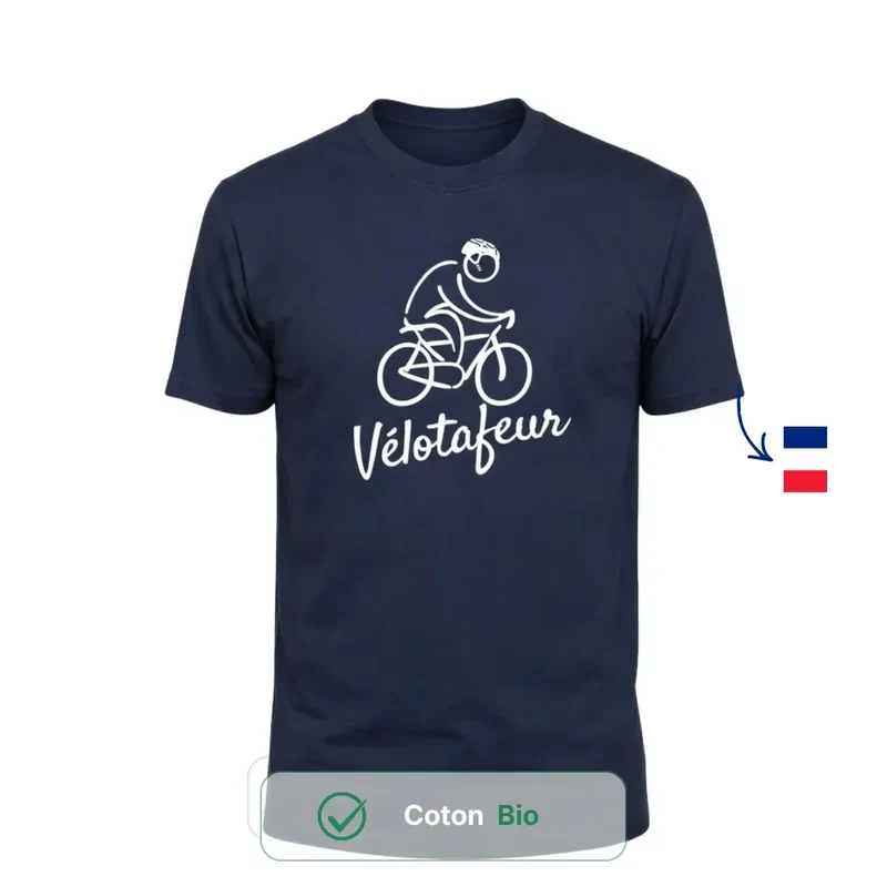 T-shirt Homme bleu | Vélo "Vélotafeur"