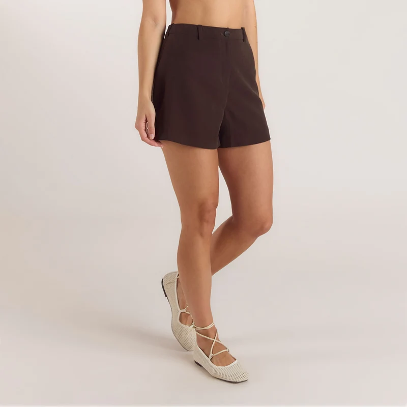 Short Ajusté Taille Haute - Chocolat