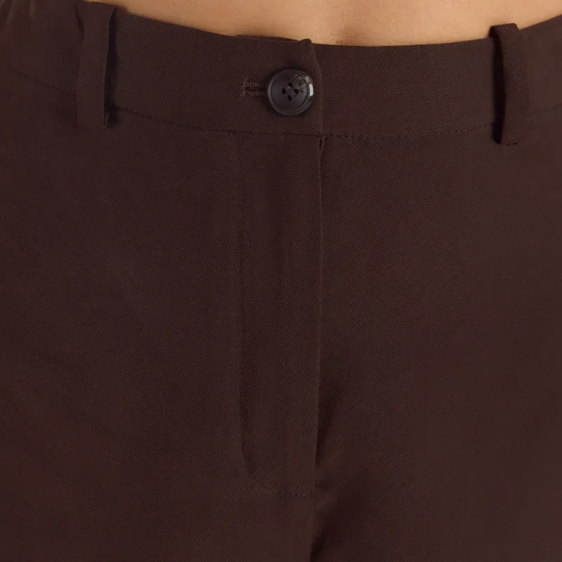 Short Ajusté Taille Haute - Chocolat
