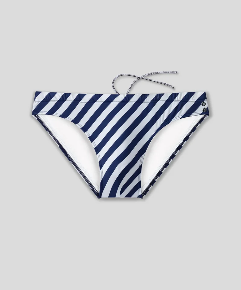Slim Swim Briefs w. Stripes: Navy/White