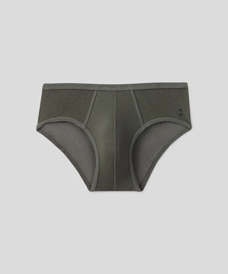 Mesh Y-Front Briefs: Military Green