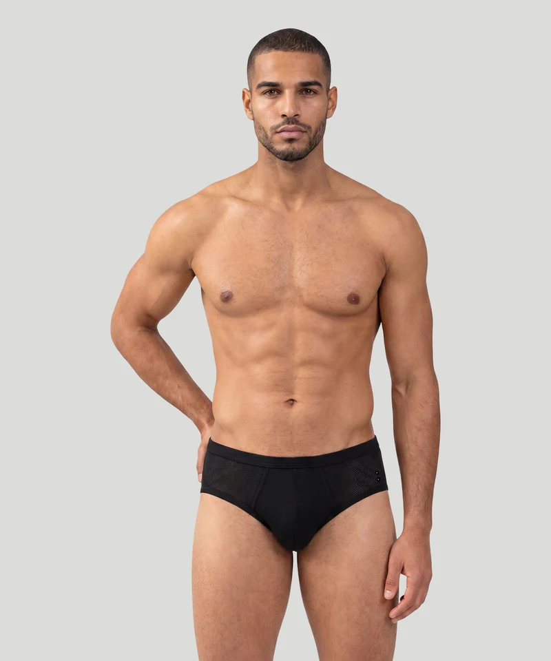 Mesh Y-Front Briefs: Black