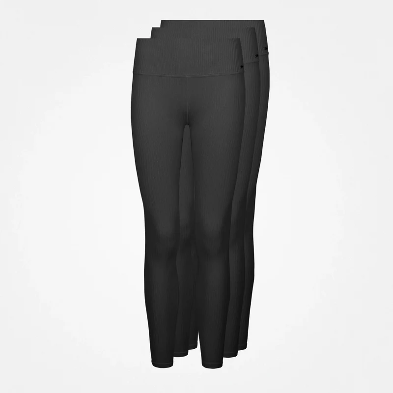 Gerippte Leggings | Schwarz