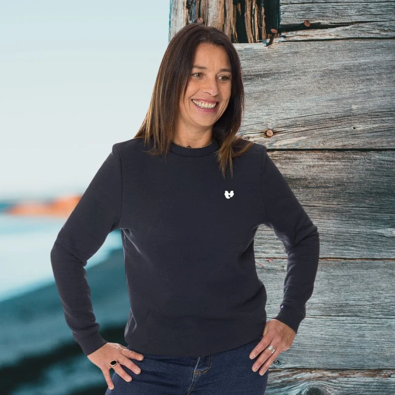 Sweat sans capuche Marine imprimé coeur