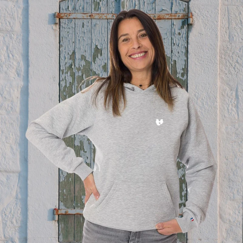 Sweat capuche coton bio impression coeur