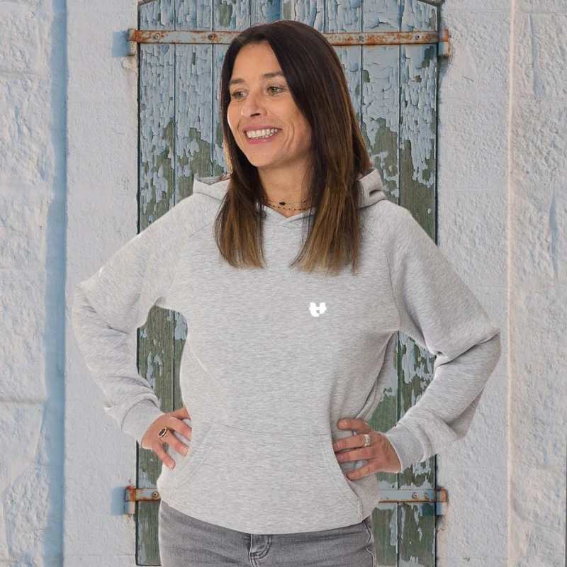 Sweat capuche coton bio impression coeur