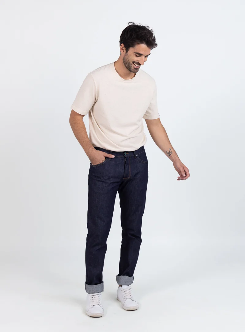 Jean homme en coton bleu brut