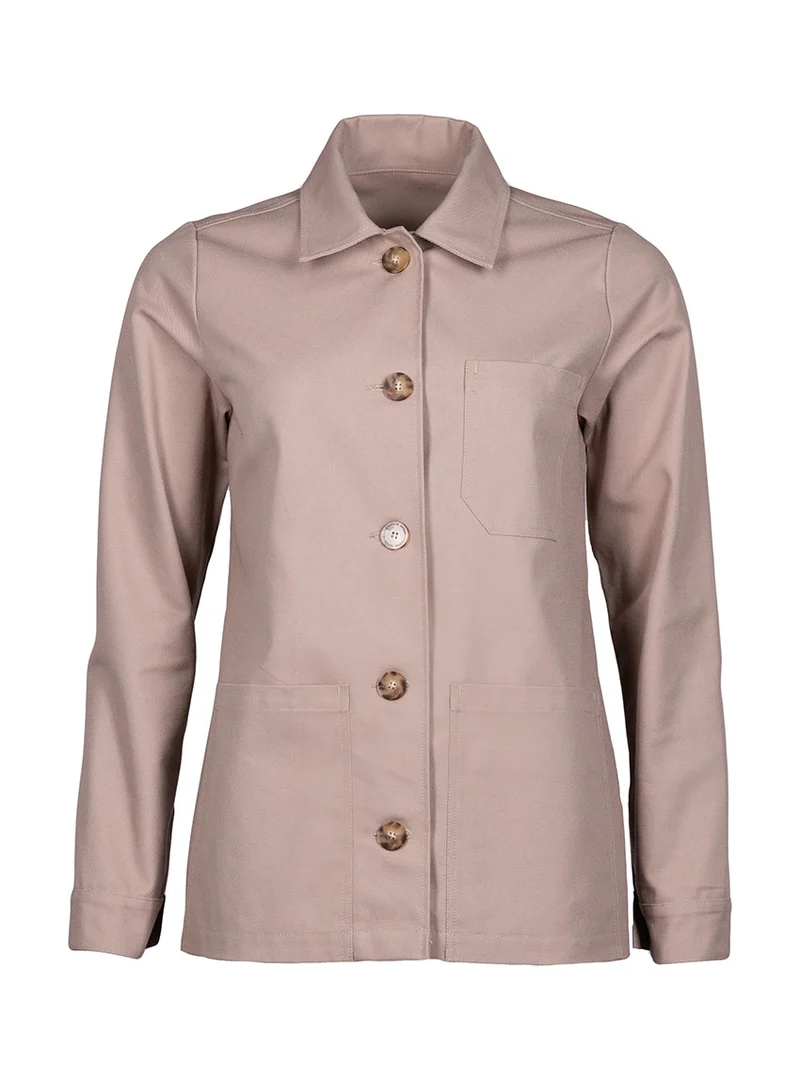 Veste femme droite en coton beige chaud