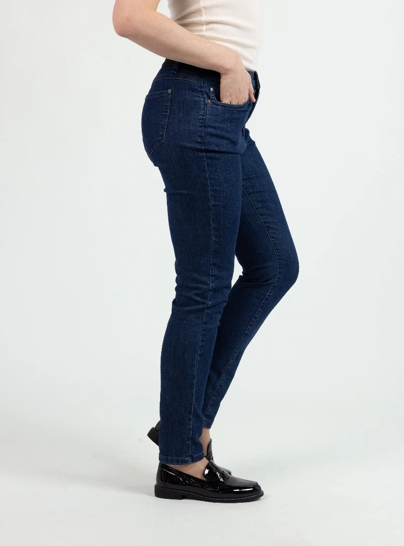 Jean femme en coton bleu indigo