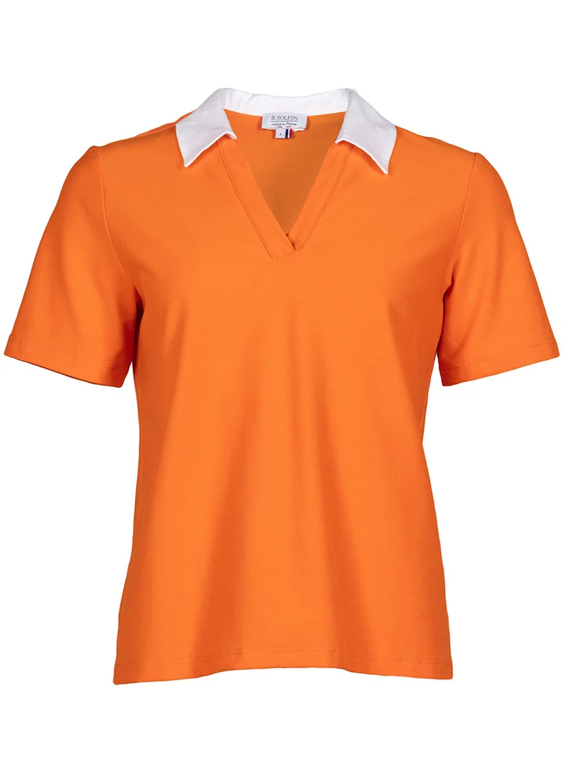 Polo femme en coton orange melon