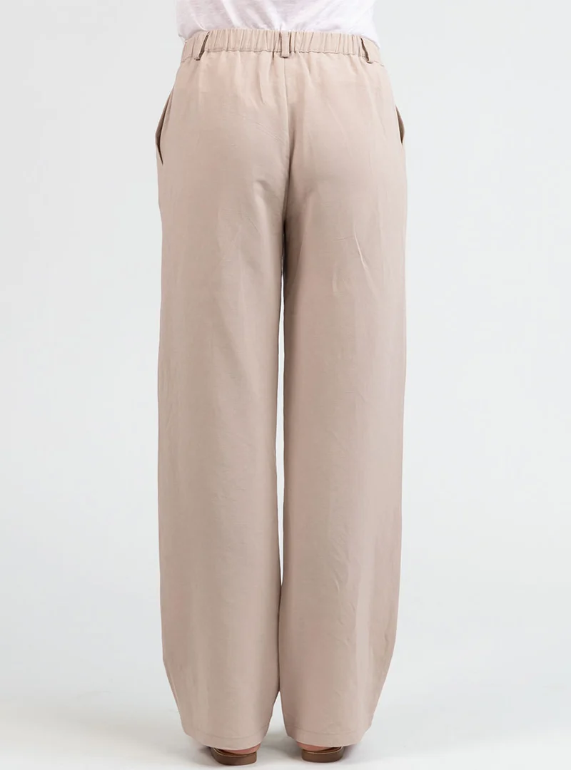 Pantalon femme large lin beige