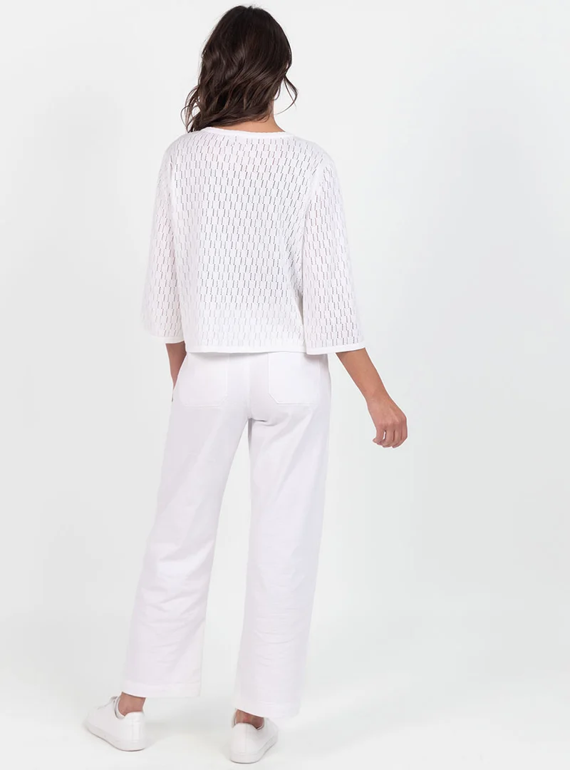 Gilet femme ajouré en coton blanc