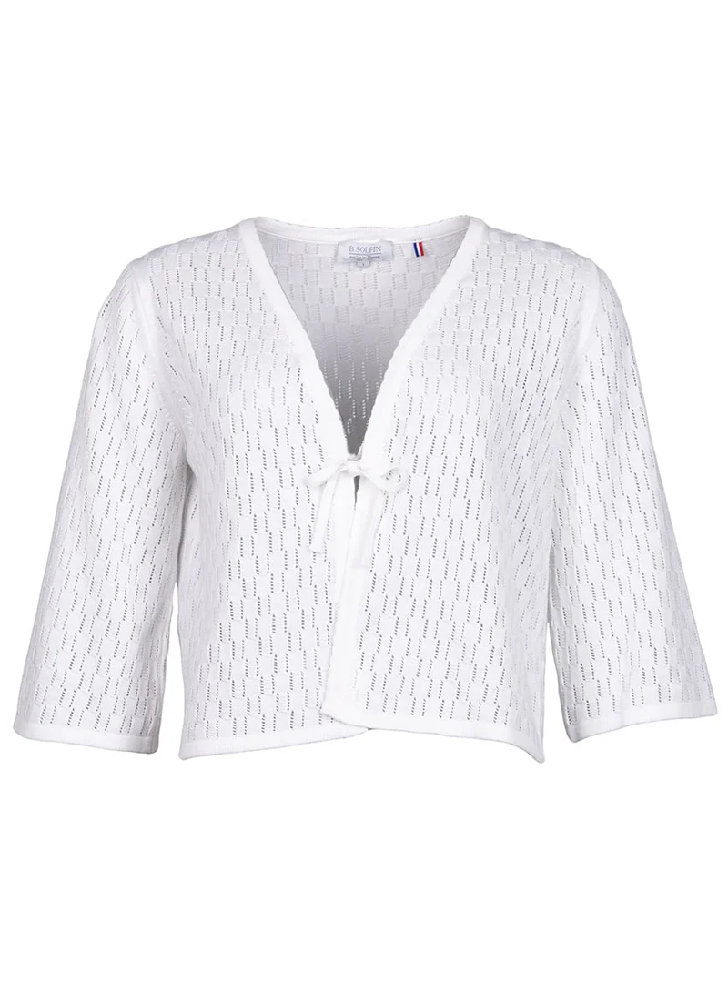 Gilet femme ajouré en coton blanc