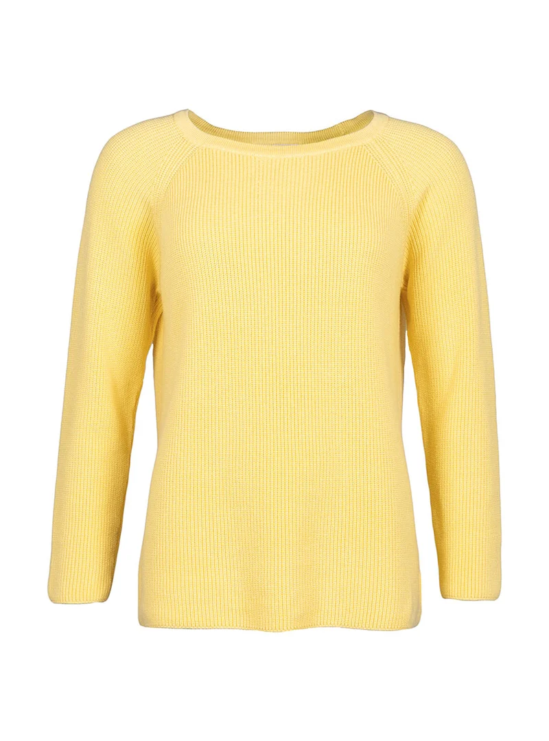 Pull femme en maille perlée coton jaune citron