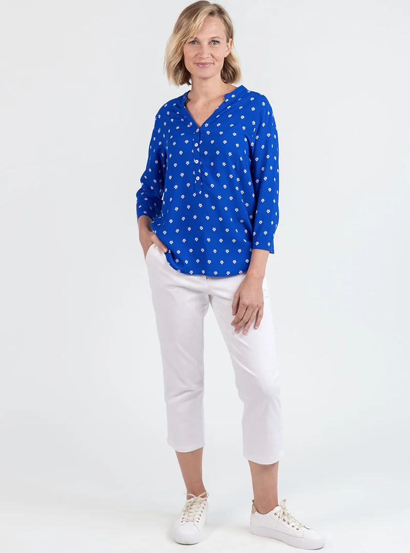 Blouse femme en viscose bleu mer