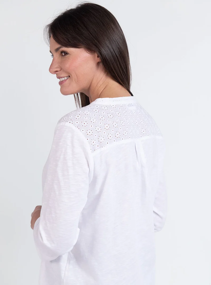 Blouse femme en maille de coton blanc