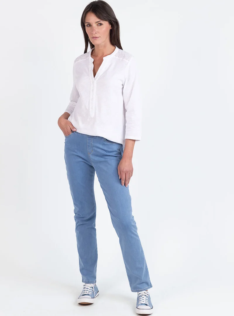 Blouse femme en maille de coton blanc