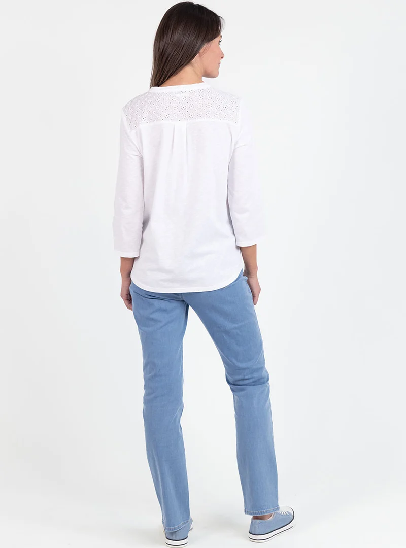 Blouse femme en maille de coton blanc
