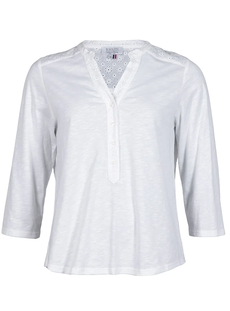 Blouse femme en maille de coton blanc