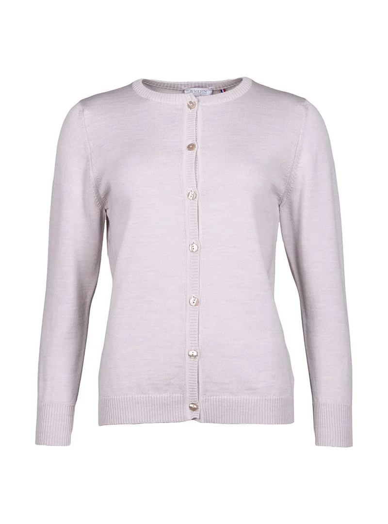 Cardigan femme en laine beige naturel