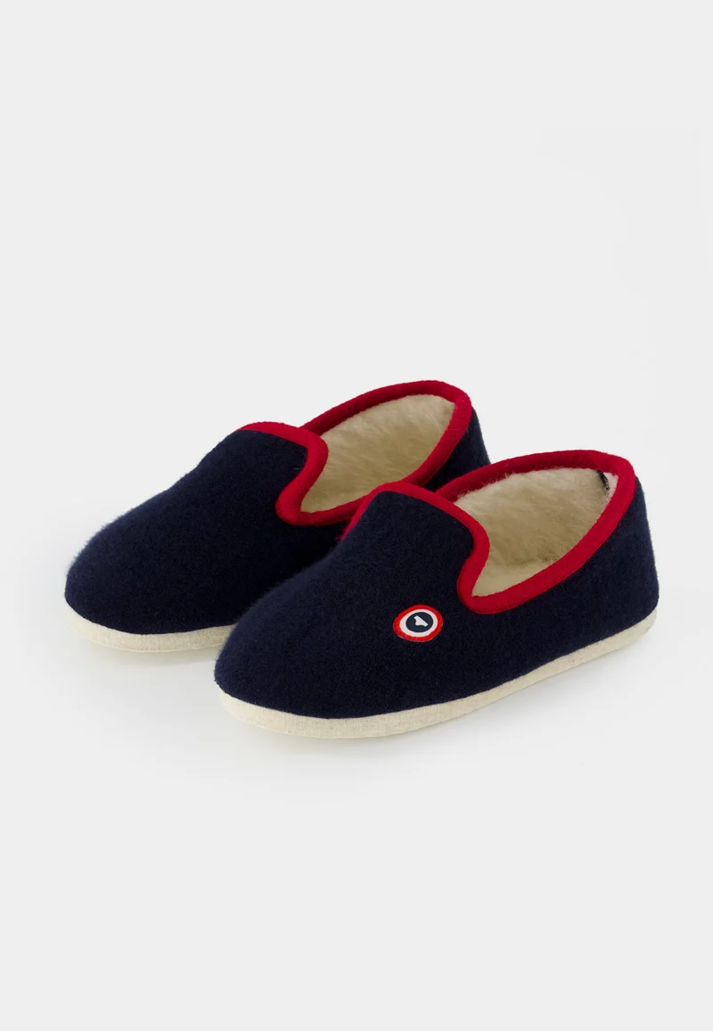 Chaussons d'intérieur bouclette bleu marine - Pantoufles Bouclette Marine