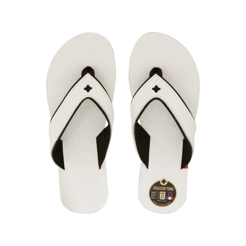 Tong cuir blanche