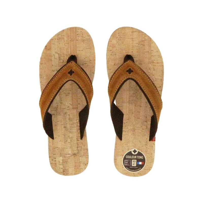 Tong liège Sable en cuir