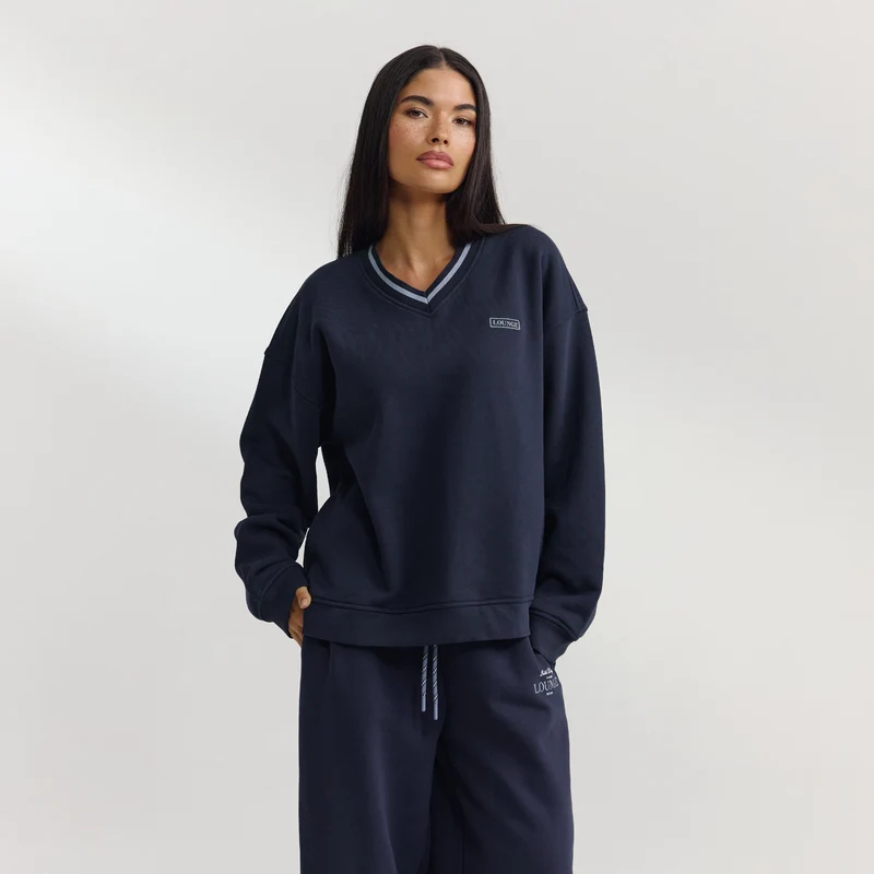 Pull à Col en V - Bleu Foncé