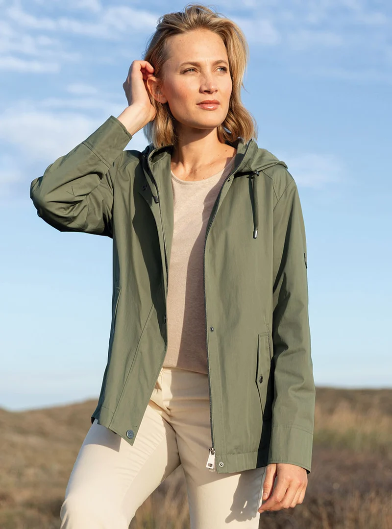 Parka femme à capuche vert kaki