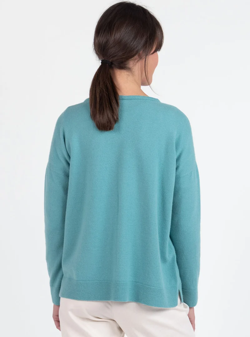 Gilet femme bord à bord laine et cachemire vert menthe