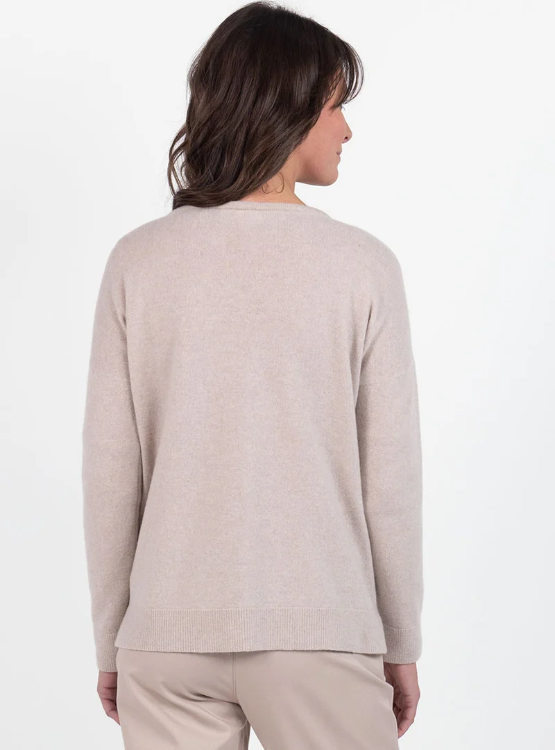 Gilet femme bord à bord laine et cachemire beige naturel