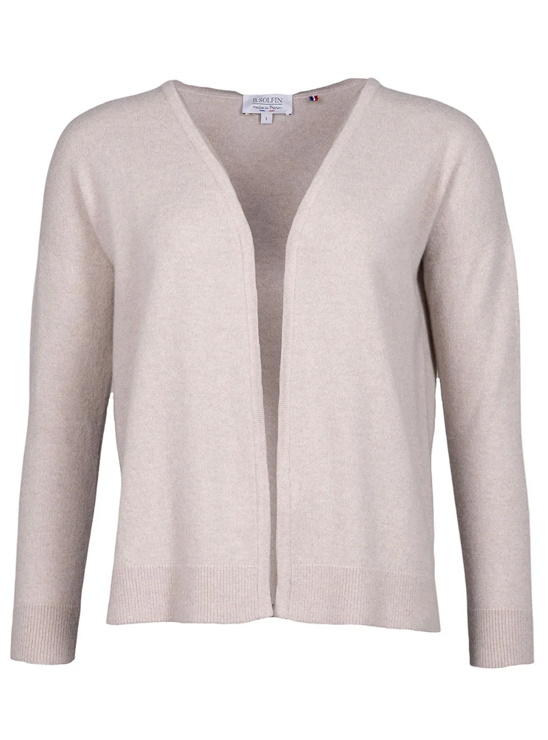 Gilet femme bord à bord laine et cachemire beige naturel
