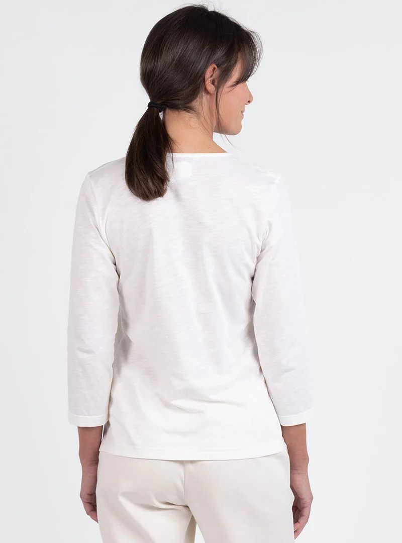Tee-shirt femme en coton blanc crème