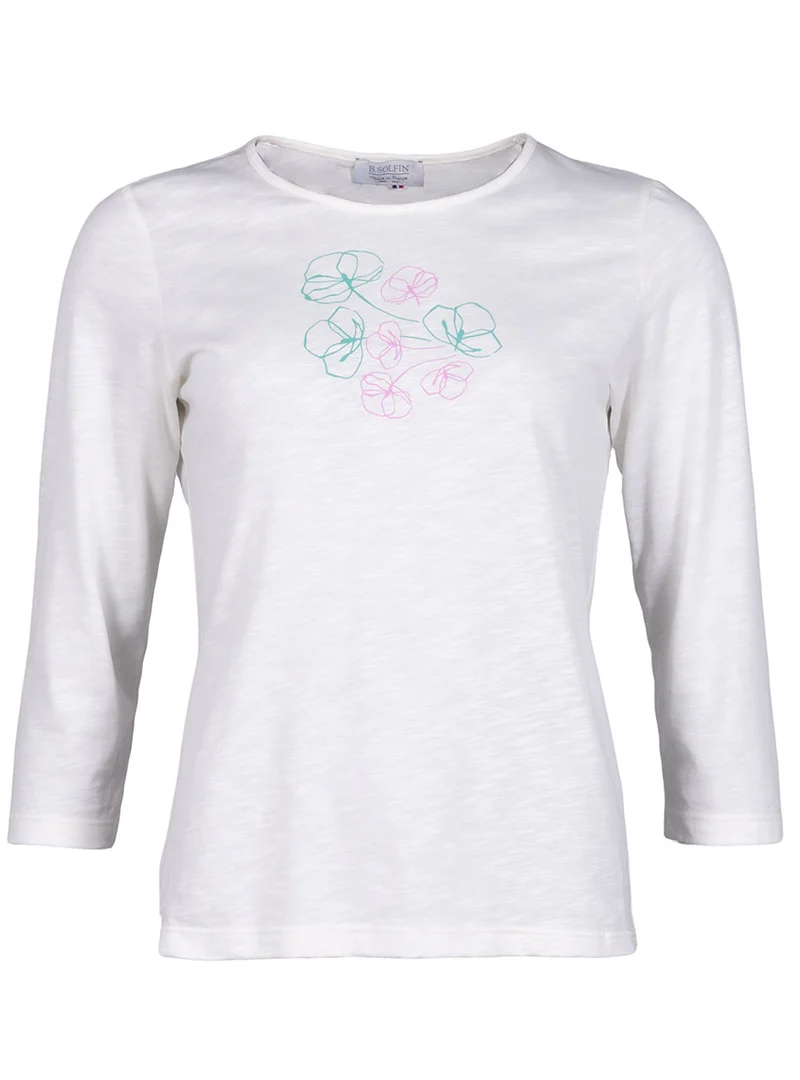 Tee-shirt femme en coton blanc crème