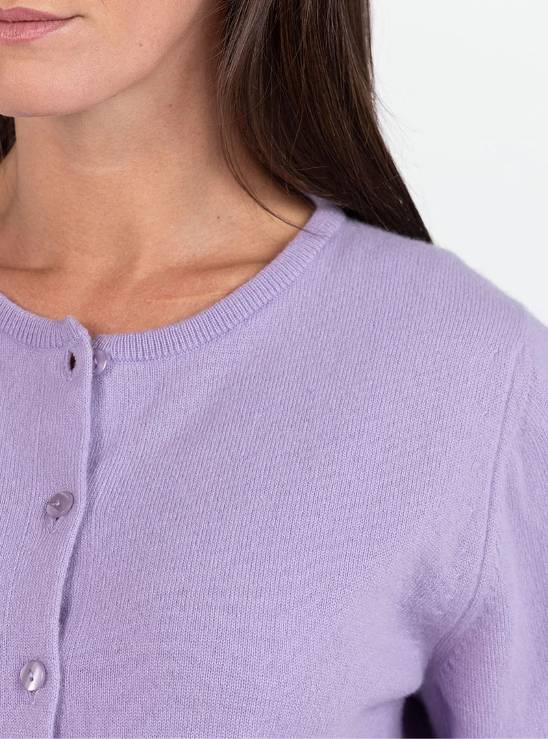 Cardigan femme en cachemire violet délicat