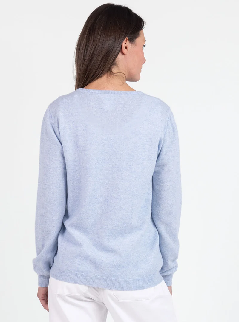 Cardigan femme en cachemire bleu chambray