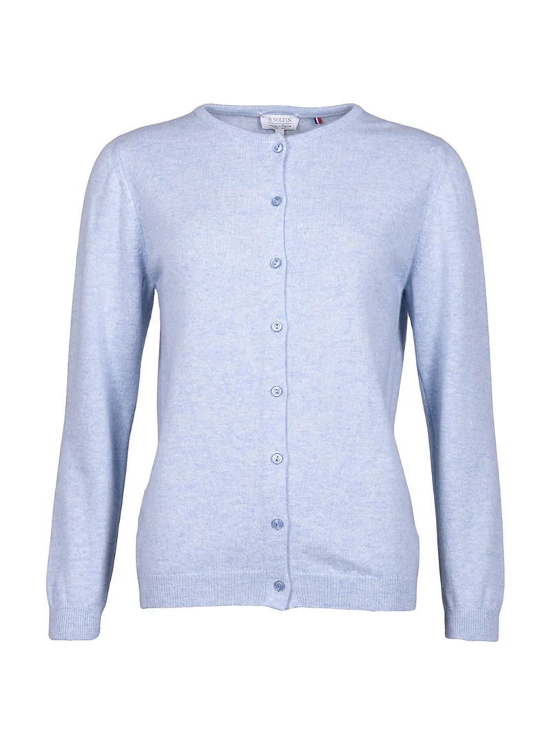 Cardigan femme en cachemire bleu chambray