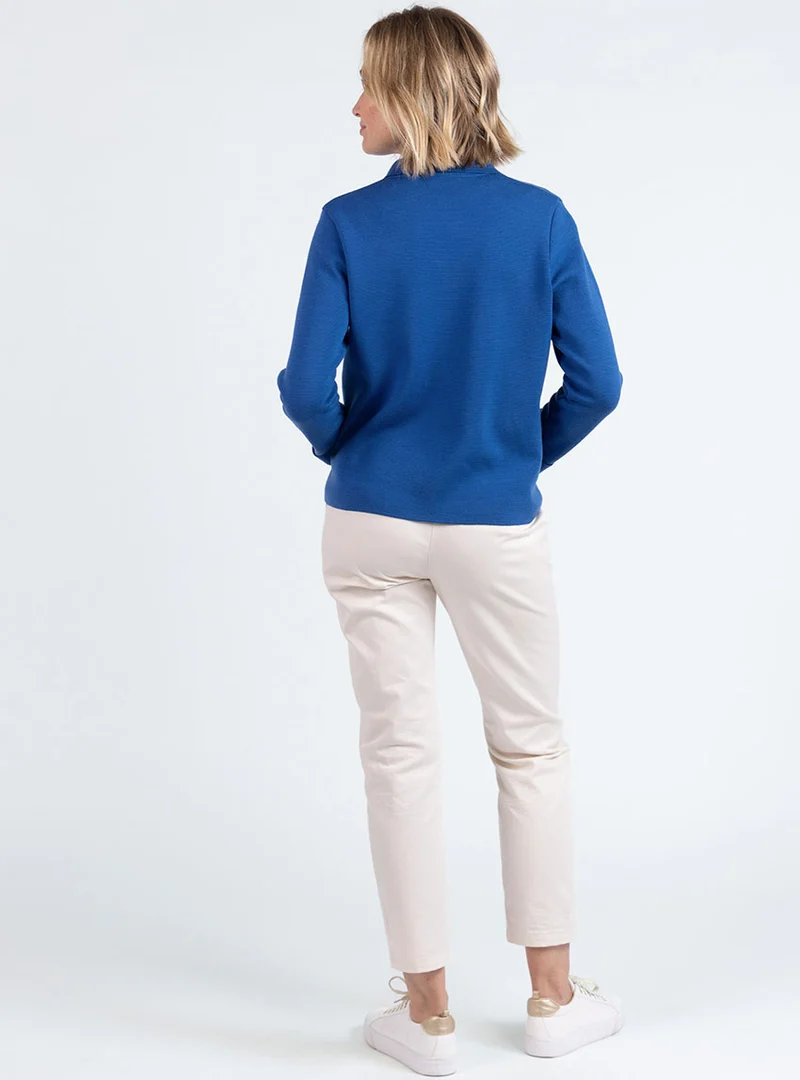 Veste femme en laine bleu océan