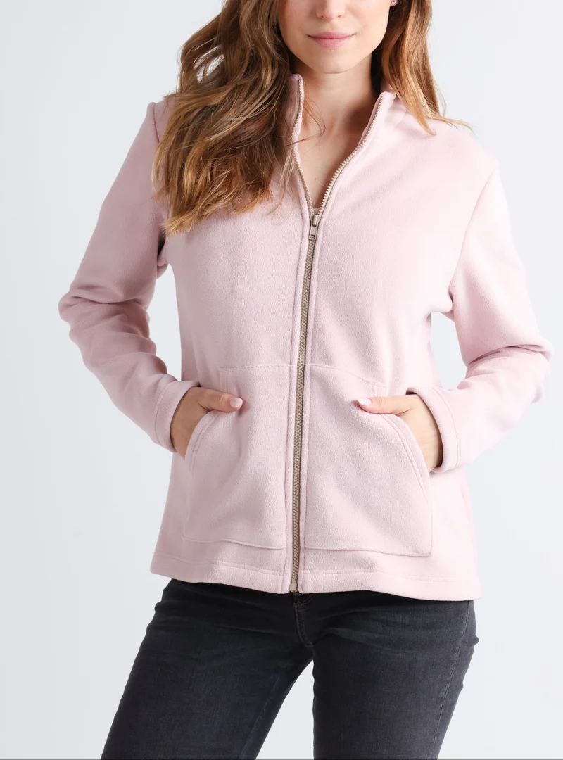 Veste polaire zippée femme rose poudre