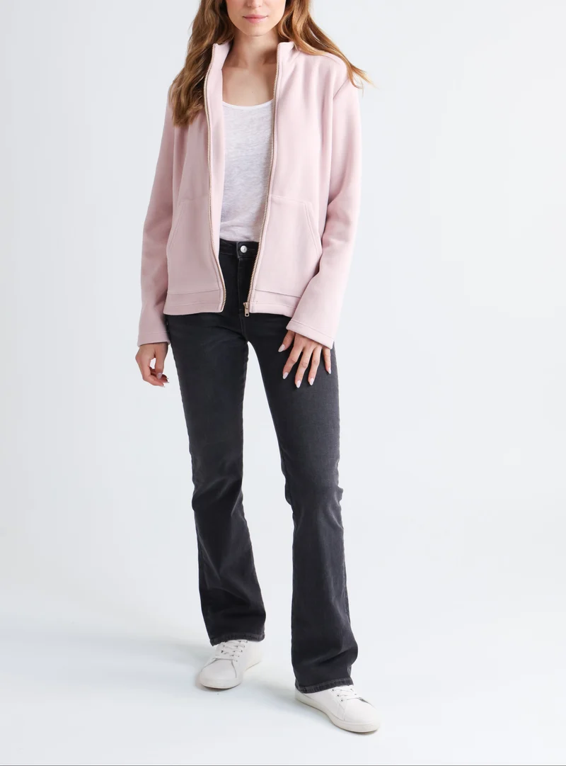 Veste polaire zippée femme rose poudre