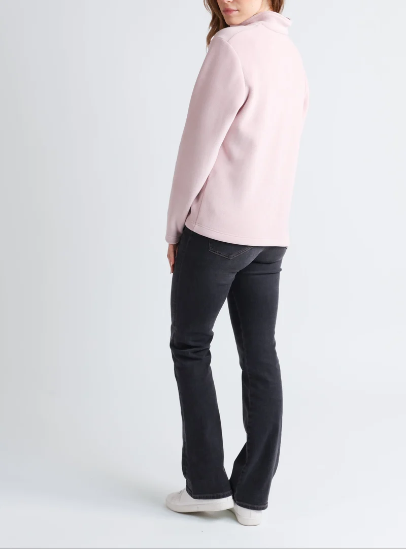 Veste polaire zippée femme rose poudre