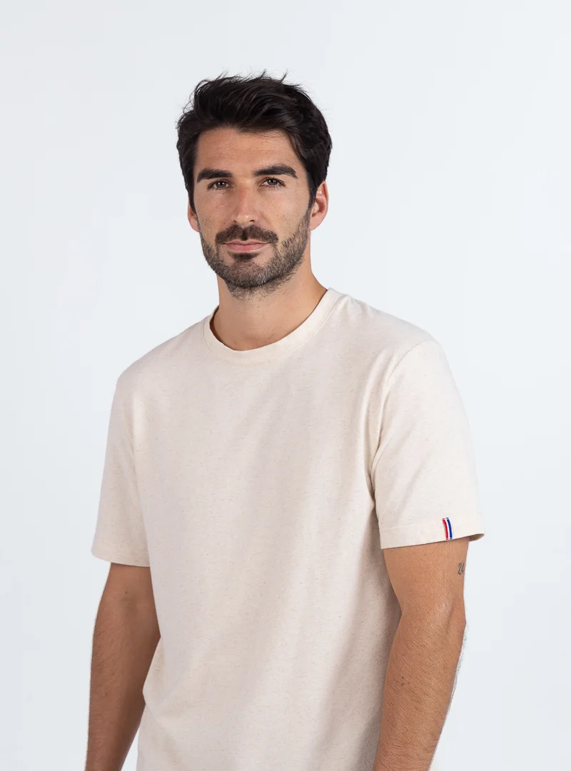 Tee-shirt homme en coton beige lin