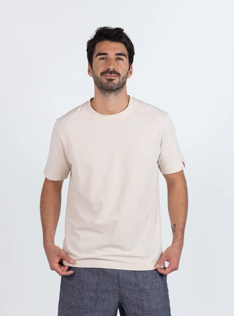 Tee-shirt homme en coton beige lin
