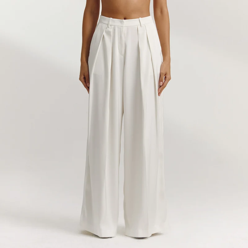 Pantalon Large en Satin - Écru