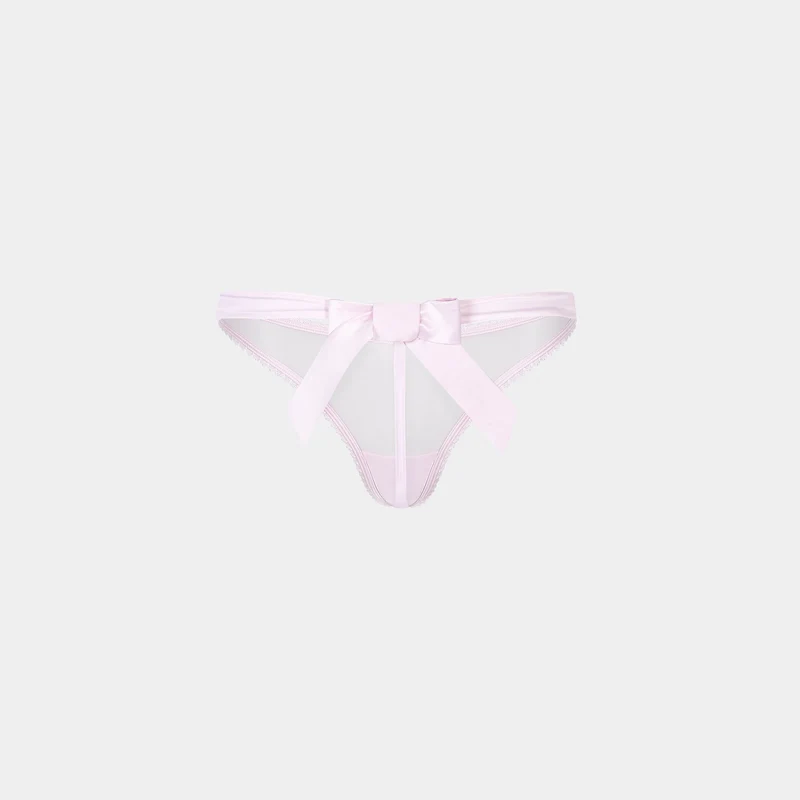 String à Nœud Satiné - Rose