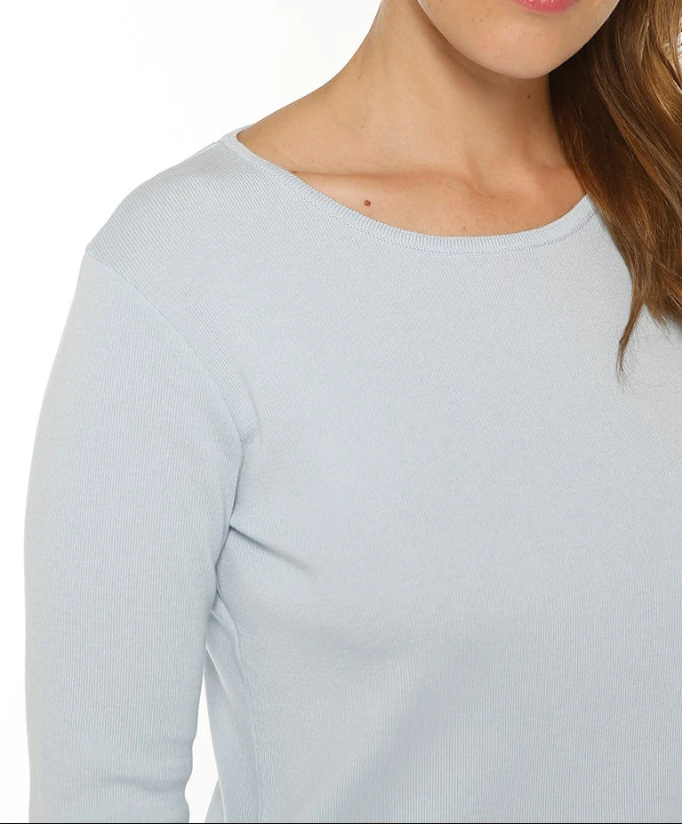Pull femme en coton ciel pâle