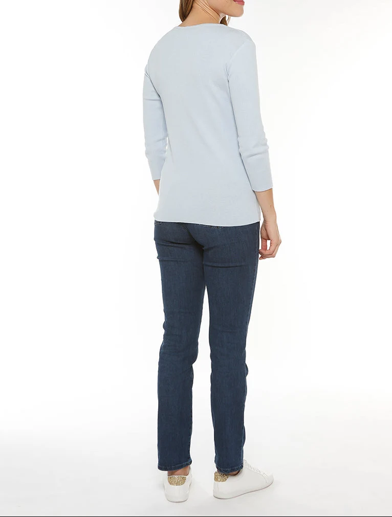 Pull femme en coton ciel pâle